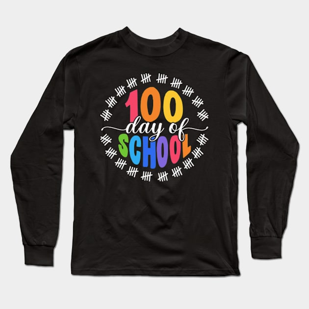 100 Days Of School Colorful Long Sleeve T-Shirt by JanaeLarson